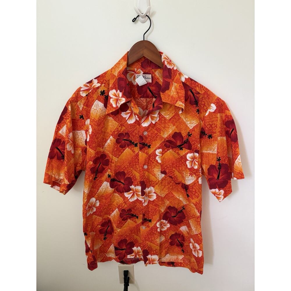 Hukilau Fashions Shirt Mens XL Hawaiian Surfer Cotton Floral Button Down Vtg 60s